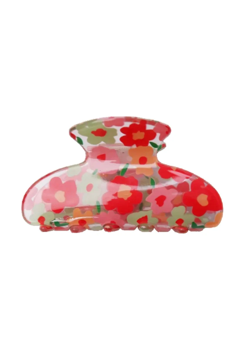 Black Colour - Bcdakota Flower Hair Claw 6038 - Red Multi