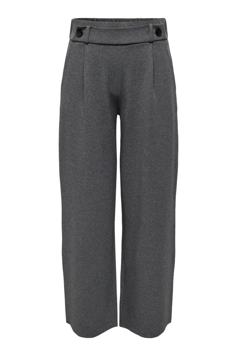 JDY - Jdygeggo New Long Pant - 4462244 Medium Grey Melange Black Buttons