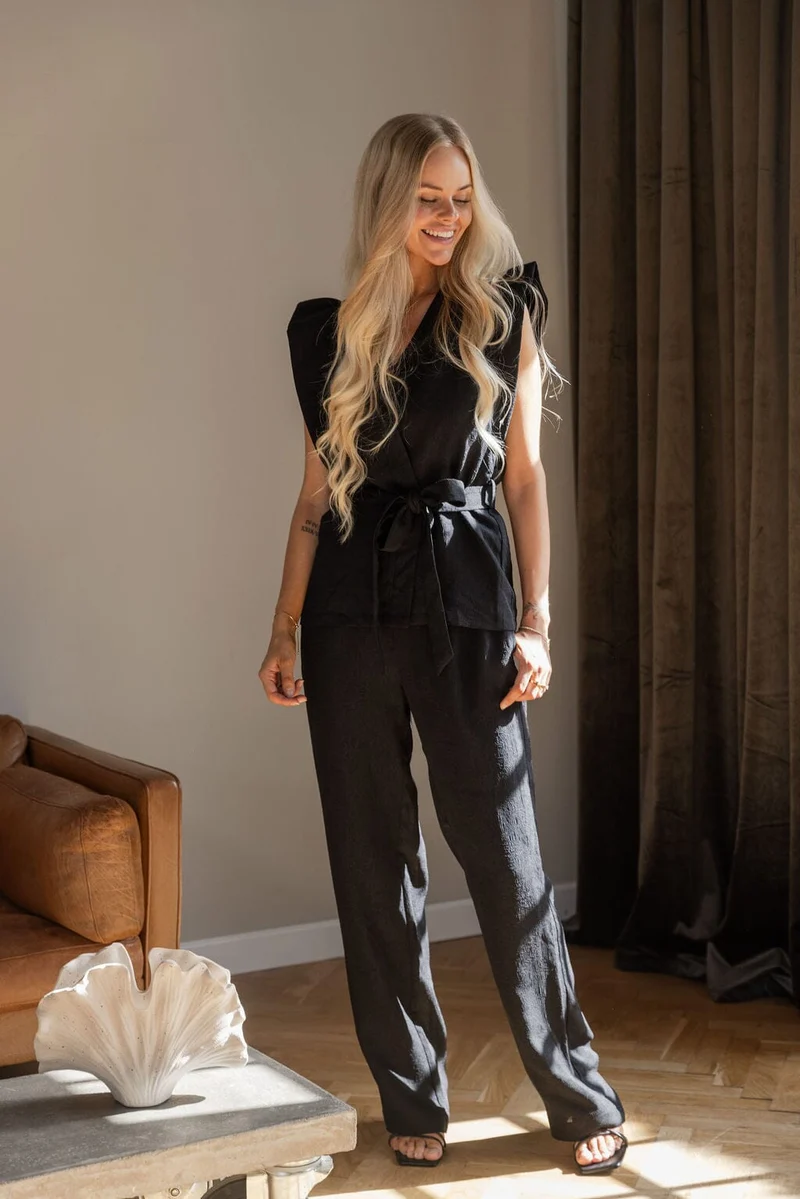 Molly&My x Julie Elgaard - Elsa Jacquard Pants 167096 - 100 - Black