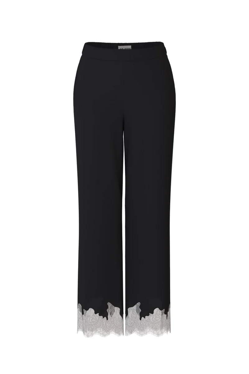 Object - Objdalme Lace Pants Aw Fair - 5072324 Black White Lace