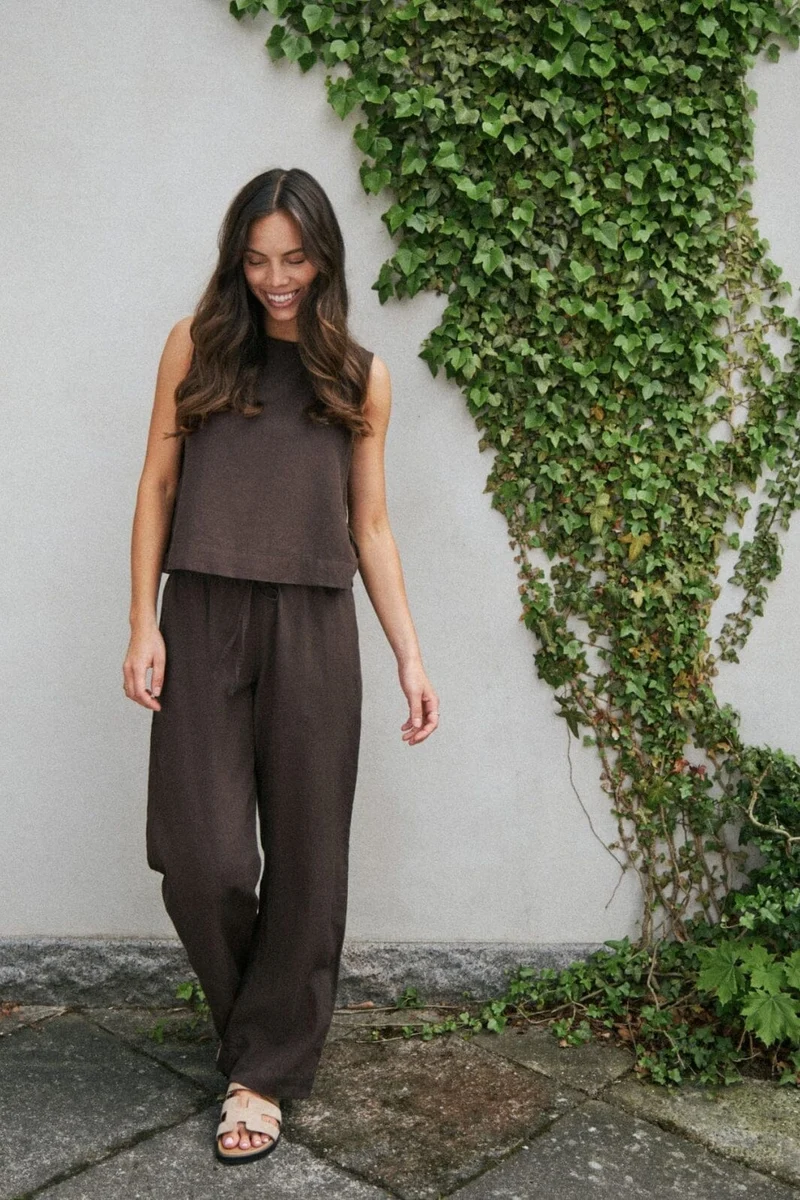 Neo Noir - Sonar Linen Pants 158949 - 676 - Dark Brown