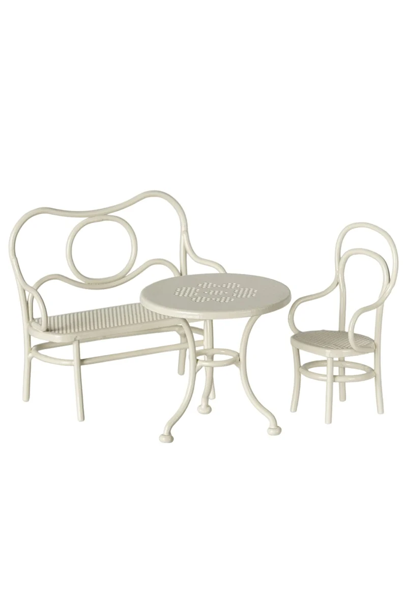 Maileg - Cafésæt, Mus, Lille - Råhvid - Mouse Furniture