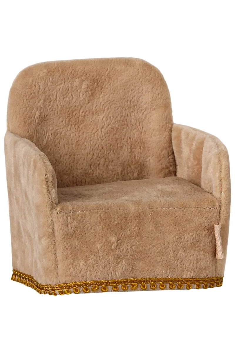 Maileg - Foldbar Stol, Mus - Pudder - Mouse Furniture