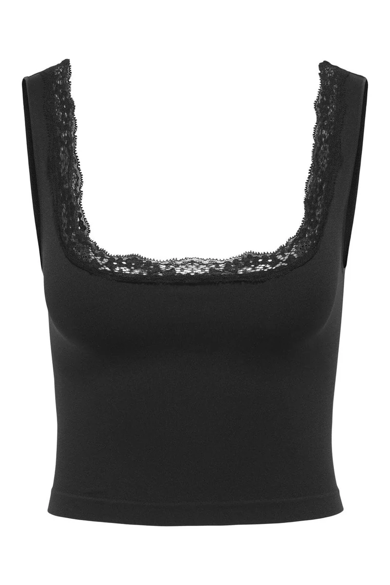 Only - Onlvicky Lace Singlet Square Neck Acc - 4816311 Black