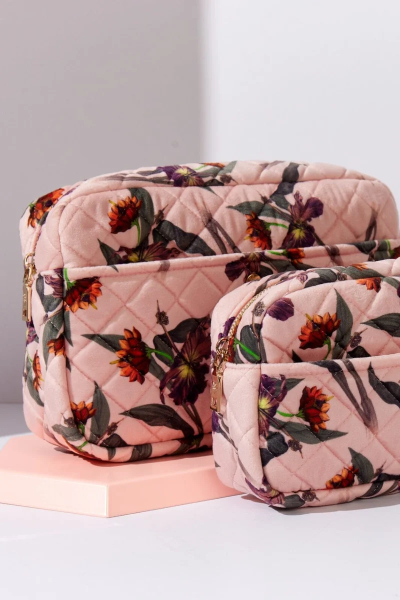 Fan Palm - Beauty Bag Velvet - Rose Hibiscus