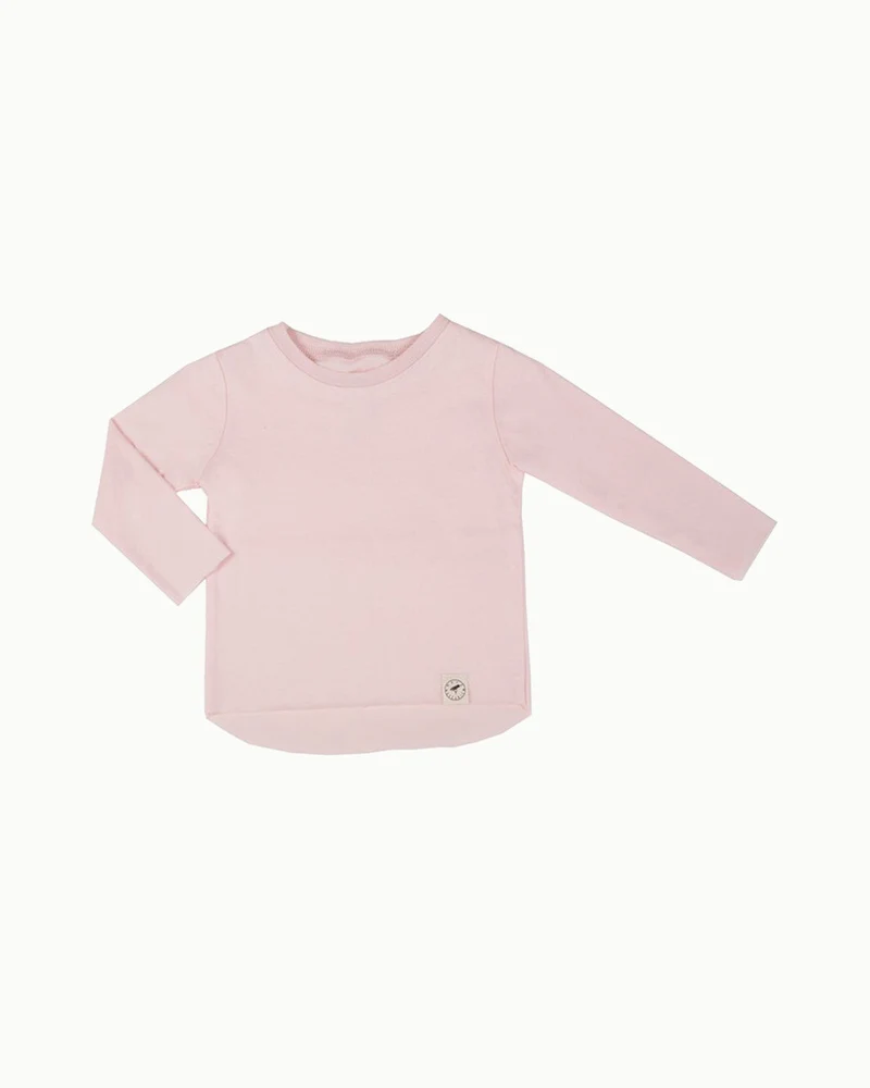 Raw Edge Long Tee in Ballet Pink