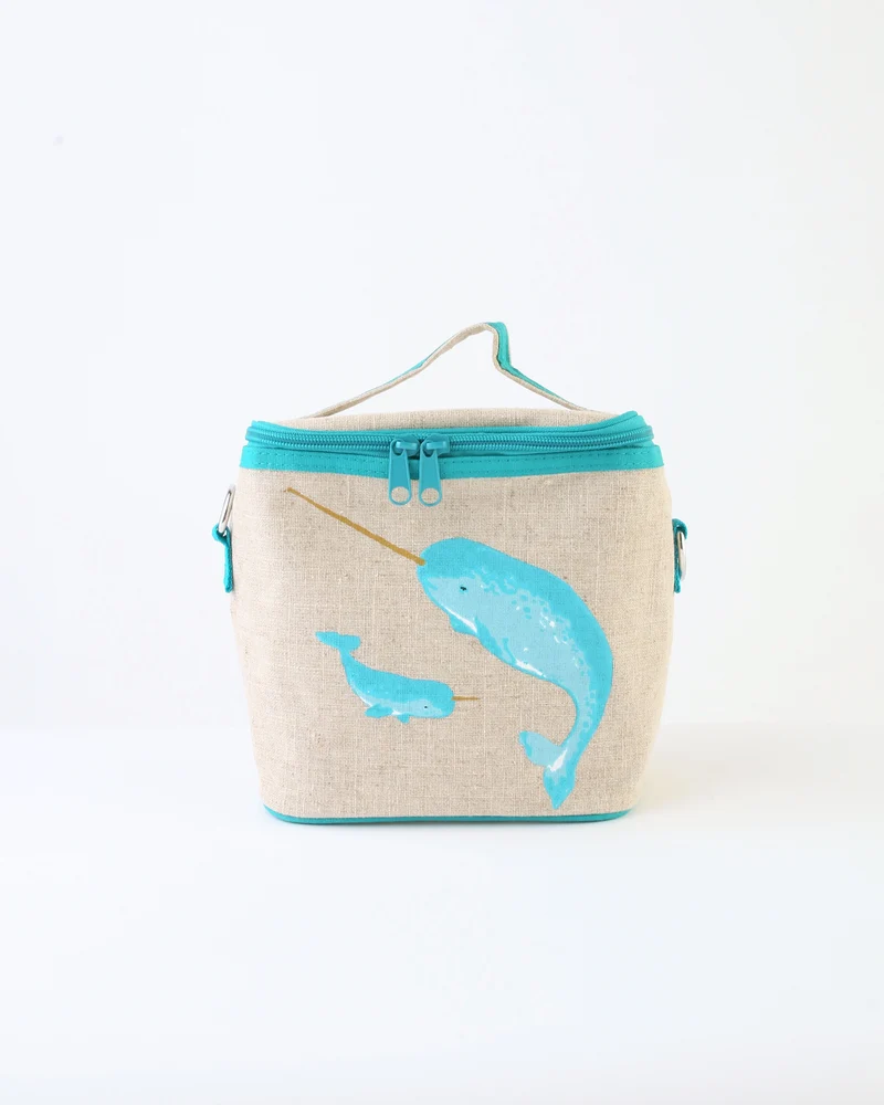 Small Cooler Bag — Teal Narwhal