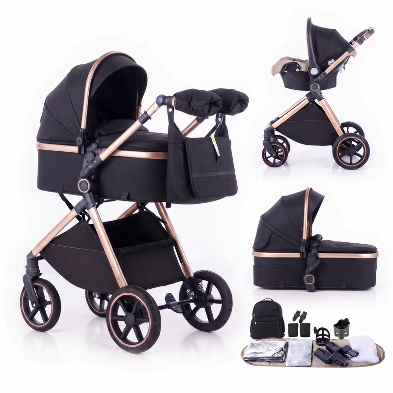 Twinky 4-in-1 Stroller - Rose Gold Black