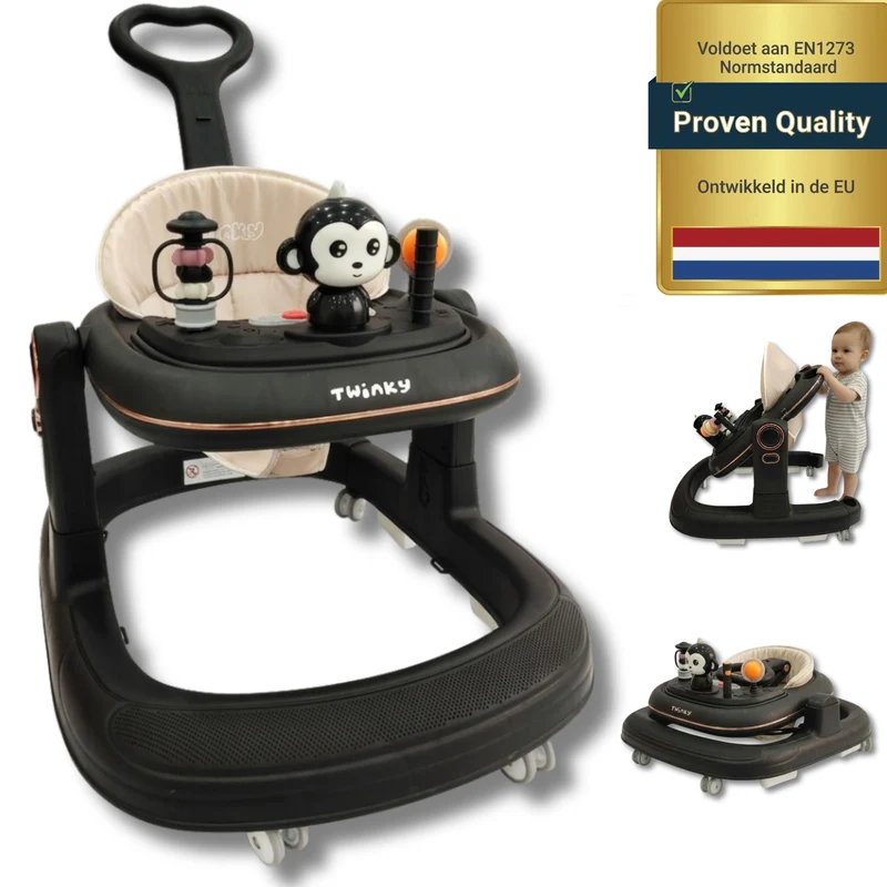 Twinky Babywalker GO - 2-in-1 Walker & Pushchair - Black