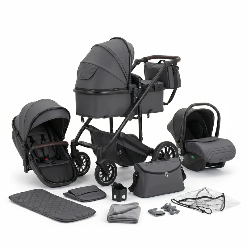 Twinky 4-in-1 Stroller - Dark Grey (Stroller, Car Seat & Travel Cot in 1)
