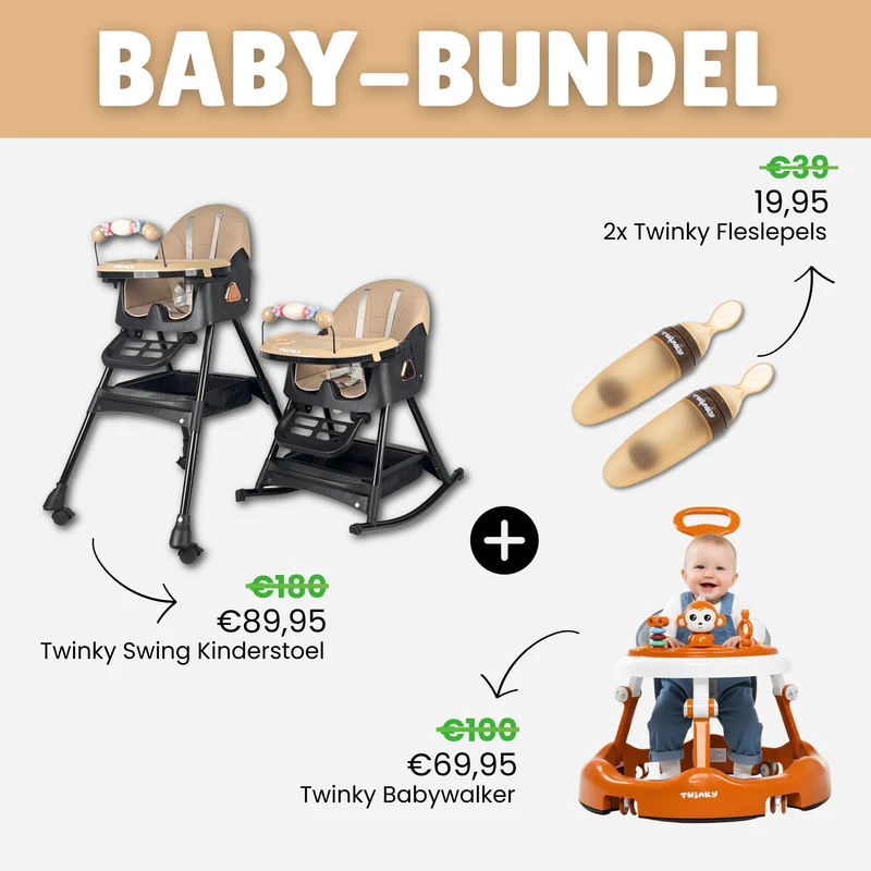 Twinky Children's Chair SWING + 2x Squeeze Bottle Spoons + Baby Walker (BABY BUNDLE)