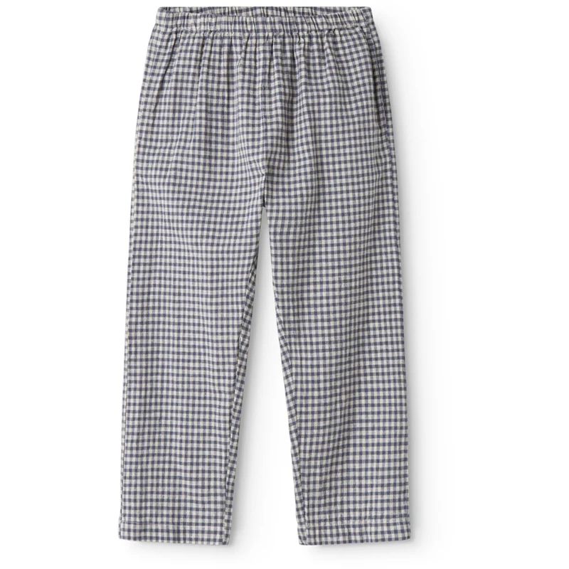 MarMar Cotton Linen Marine Check Panto Bukser
