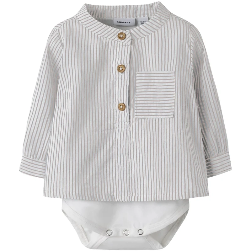 Name It Cloud Dancer Chateau Gray Nbmfar Ls Shirtbody