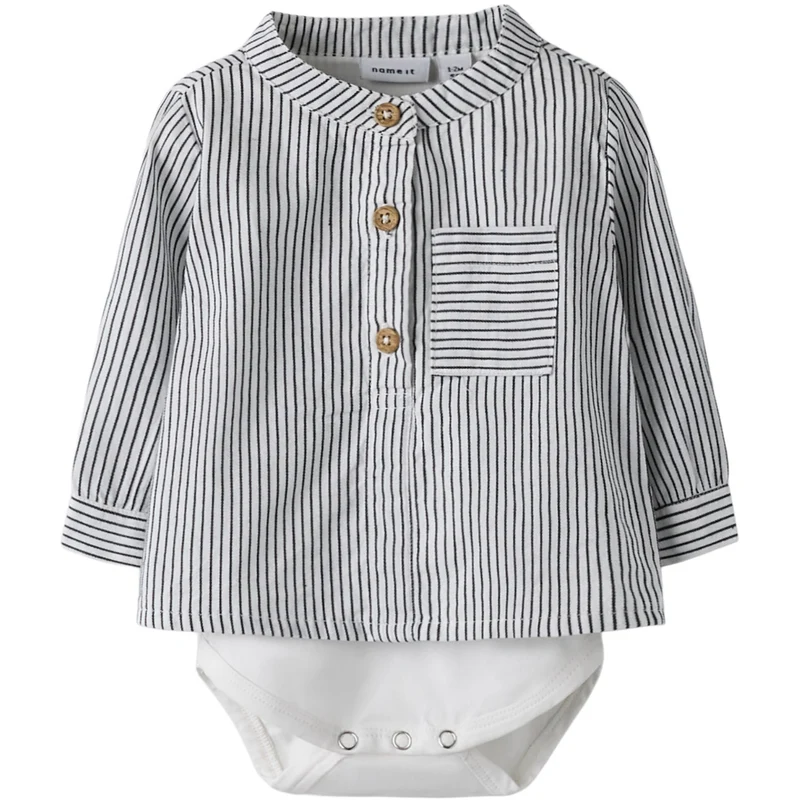 Name It Cloud Dancer Navy Blazer Nbmfar Ls Shirtbody