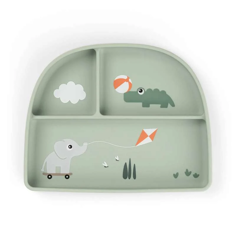 Done By Deer Stick & Stay Ruminddelt Tallerken - Playground - Grøn