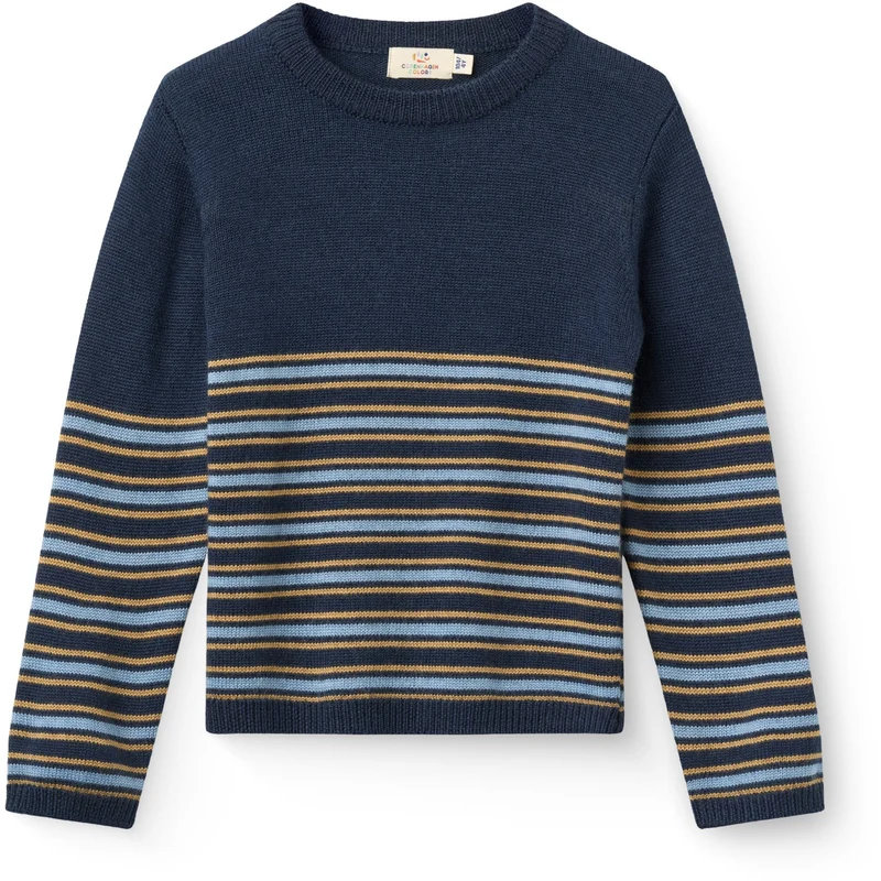 COPENHAGEN COLORS Navy Comb. Striped Merino Sweater