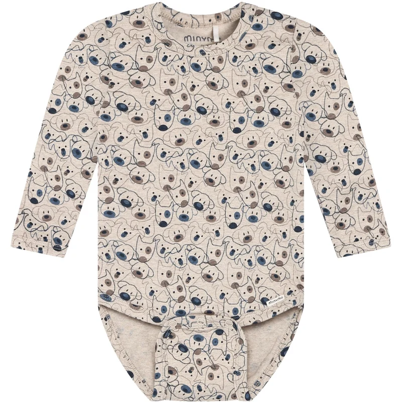 Minymo Beige Melange Body Ls Aop