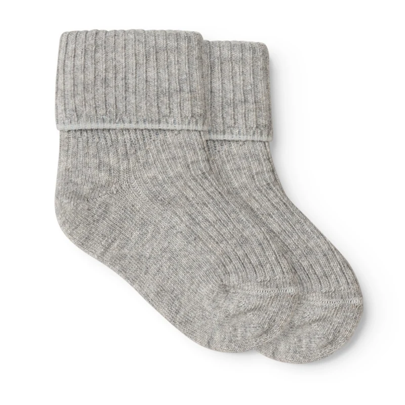 Smábarnasokkar, 2 pør, Grey Melange