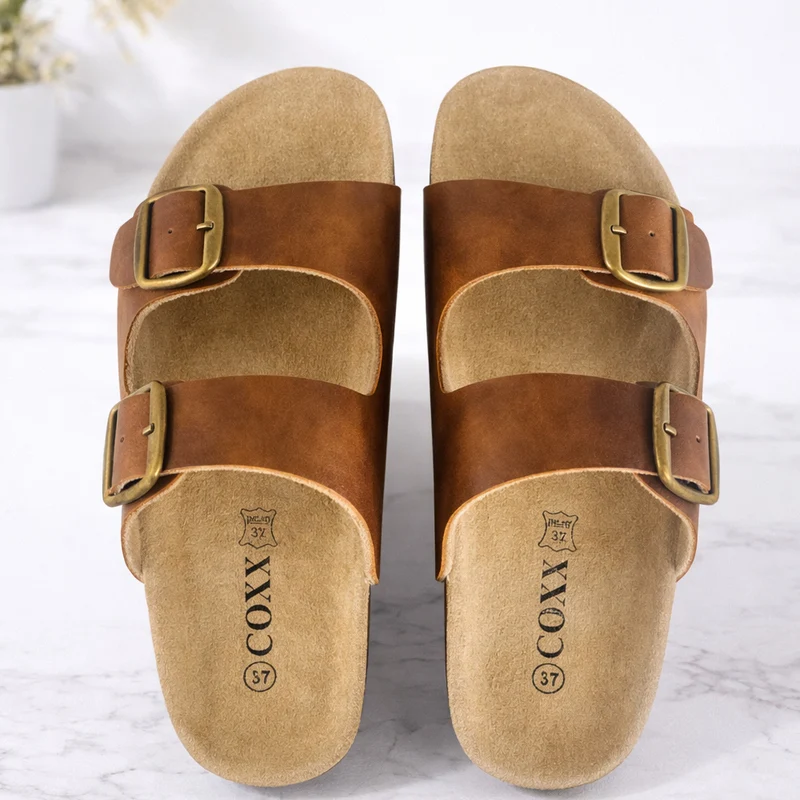 Klassiska Bio Sandaler i Läder med skålformad häl och tågrepp - bruna eller svarta -