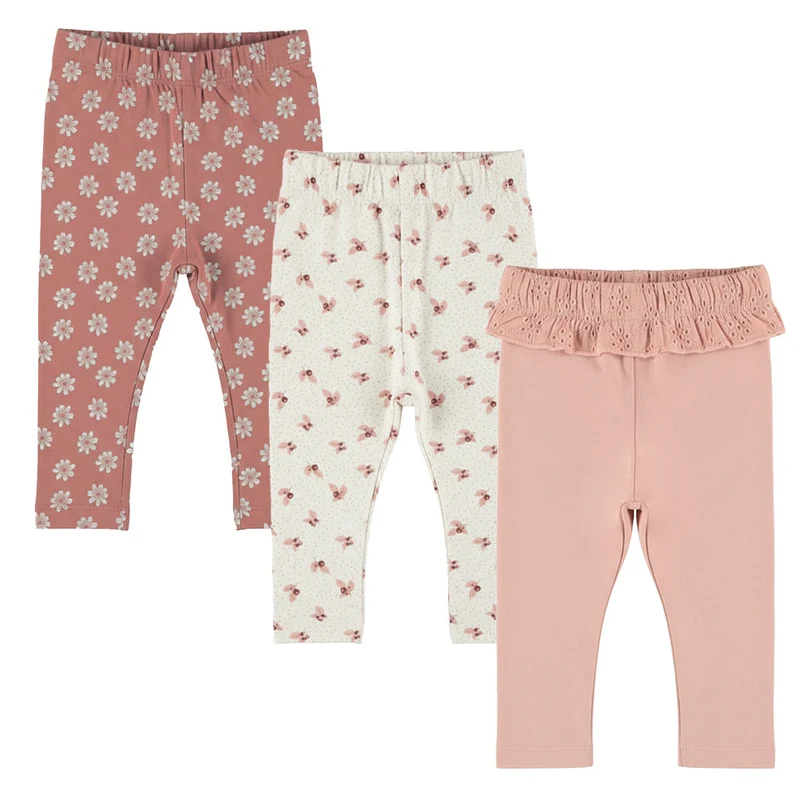 Leggings, 3 pør, Misty Rose