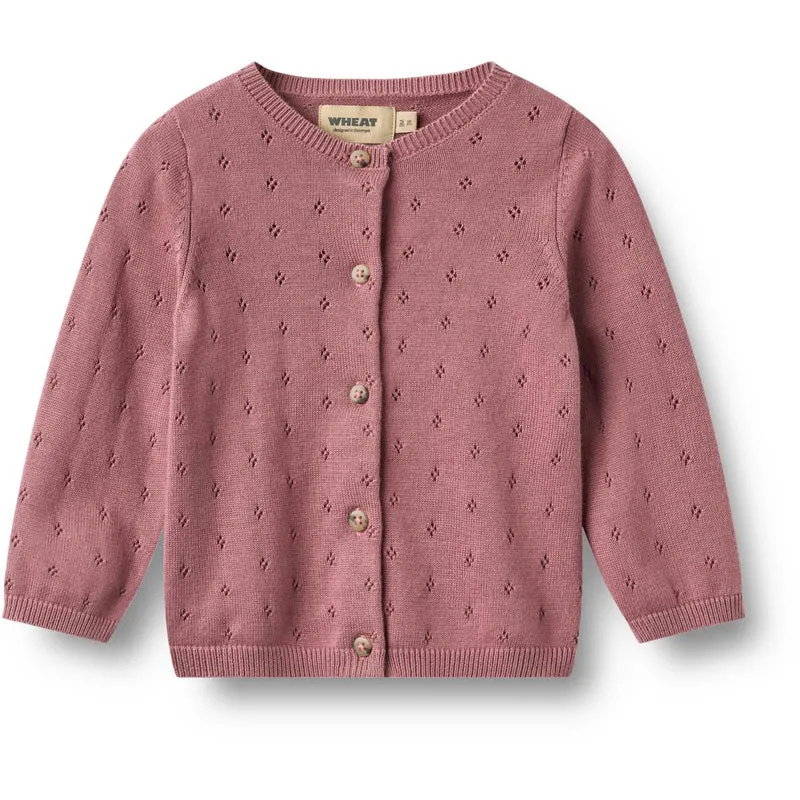 Wheat Warm Lilac Strikk Cardigan Maia