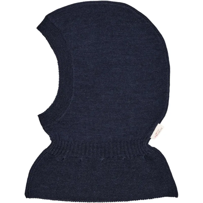 COPENHAGEN COLORS Navy Merino Balaclava With Frill