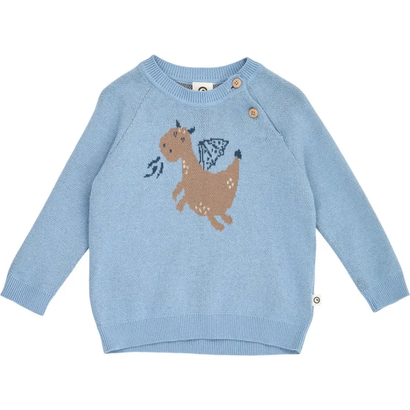 Müsli Soft Blue Storybook Strikk Jacquard Sweater Baby