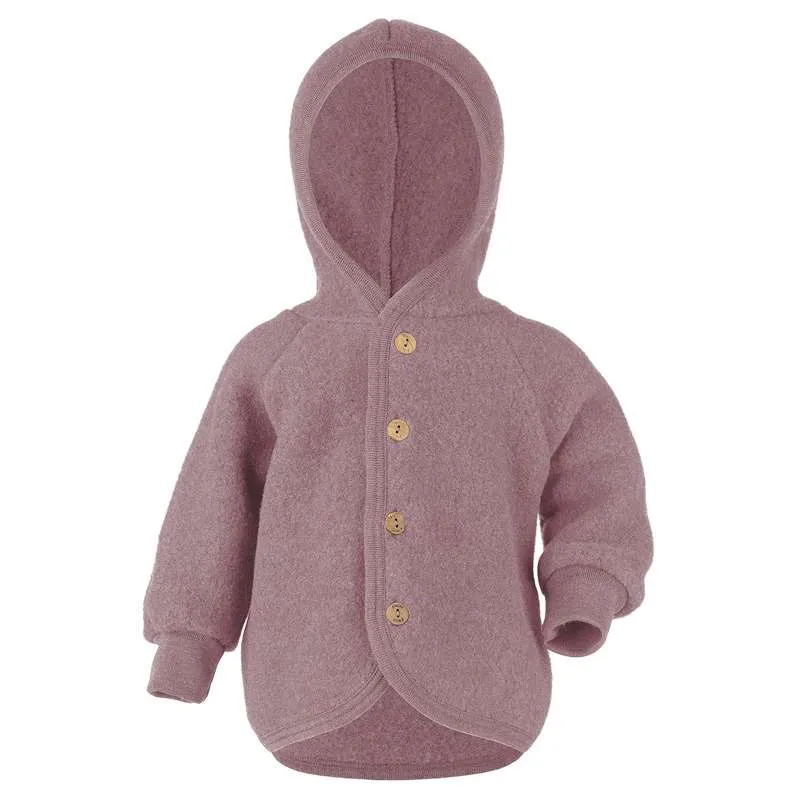Engel Natur Baby Jacket - Wool Fleece with Hood - Rosewood Melange