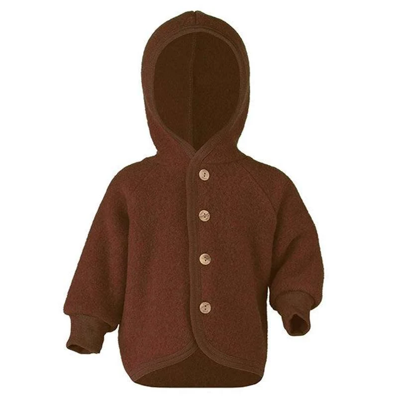 Engel Natur Baby Jacket - Wool Fleece with Hood - Cinnamon Melange