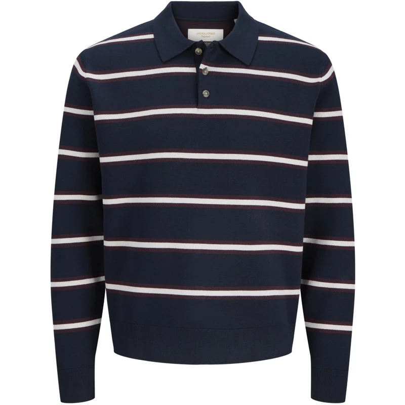 Jack & Jones Junior Sky Captain Sea Salt / Chocolate Truffle Joratocha Strikk Stripe Polo Jnr
