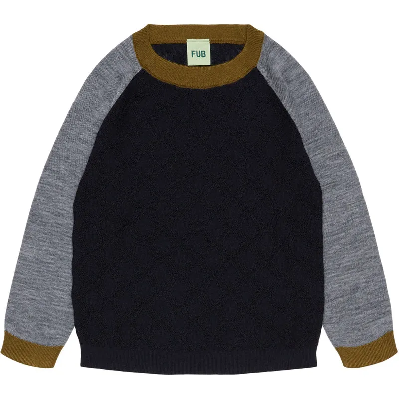 FUB Dark Navy Colour Block Crew