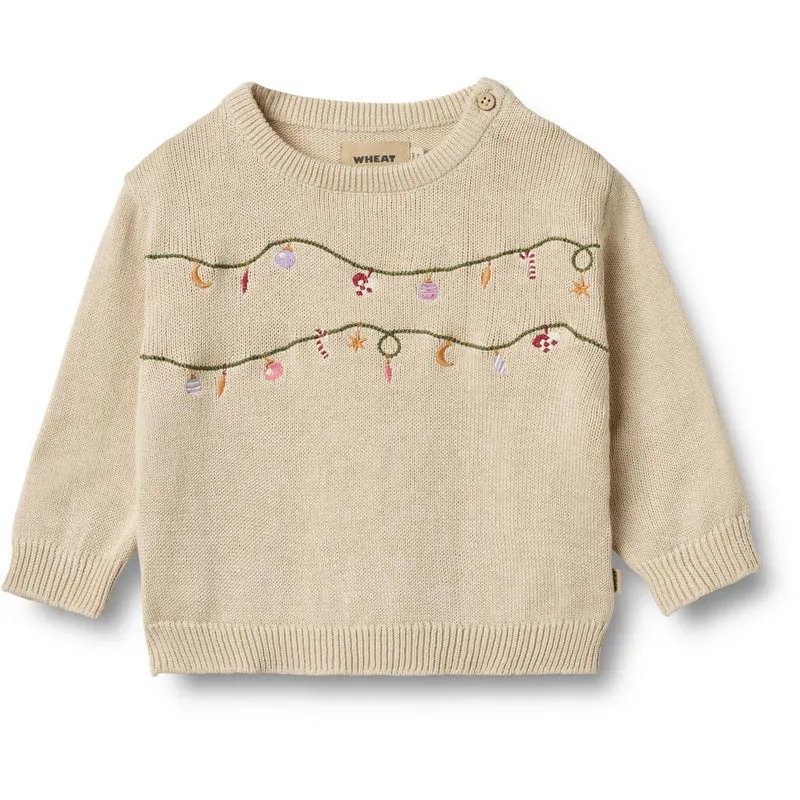 Wheat Offwhite Strikk Pullover Embr. Lisa
