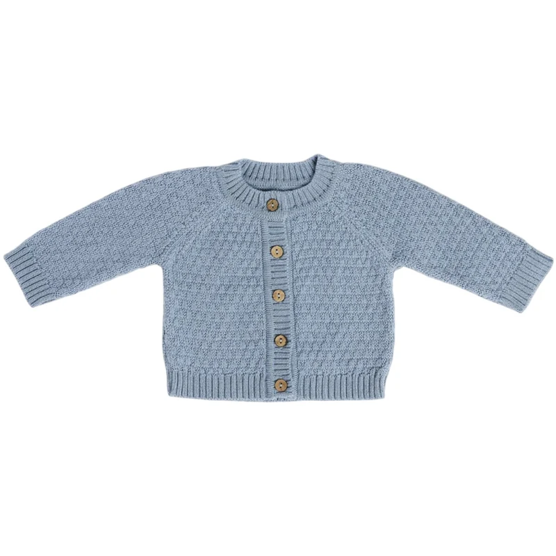 Smallstuff Blue Cardigan Square Strikk Merino Ull