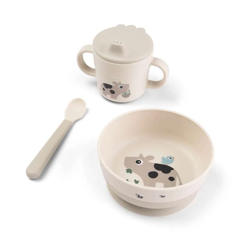 Done by Deer Foodie First Dinner Sets with Suction Cup - Tiny Farm - Sand
