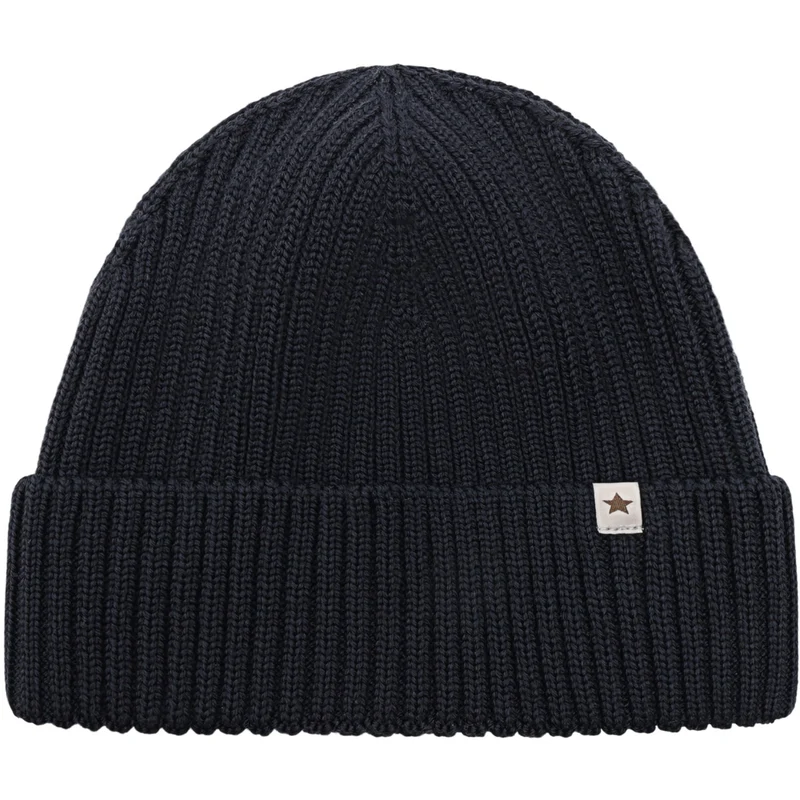 Huttelihut Dark Navy Beanie Ull Strikk