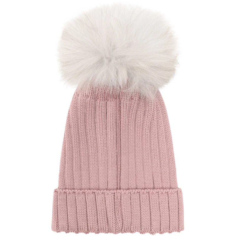 Huttelihut Woodrose Lue Strikk Alpaca Pompom