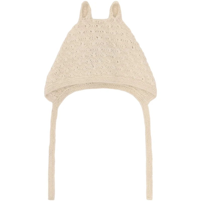 Huttelihut Off-White Bonnet Ears Alpaca Ull Strikk