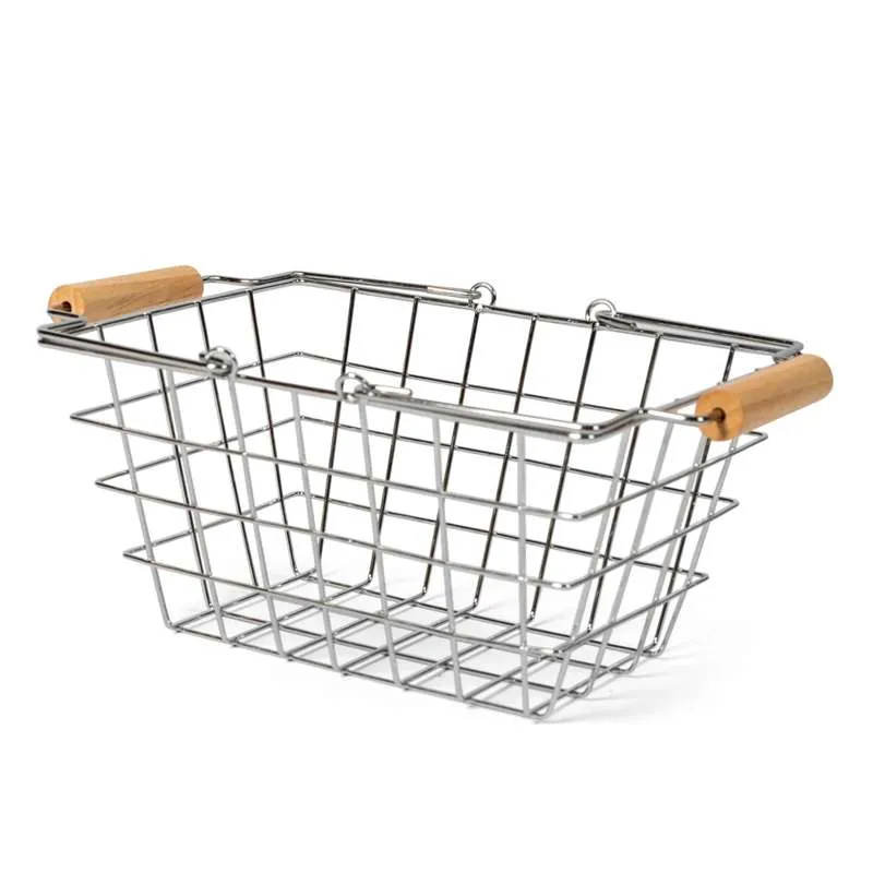 MaMaMeMo Metal basket with wooden handles