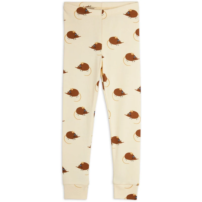 Mini Rodini Beige Elephant Shrew AOP Leggings