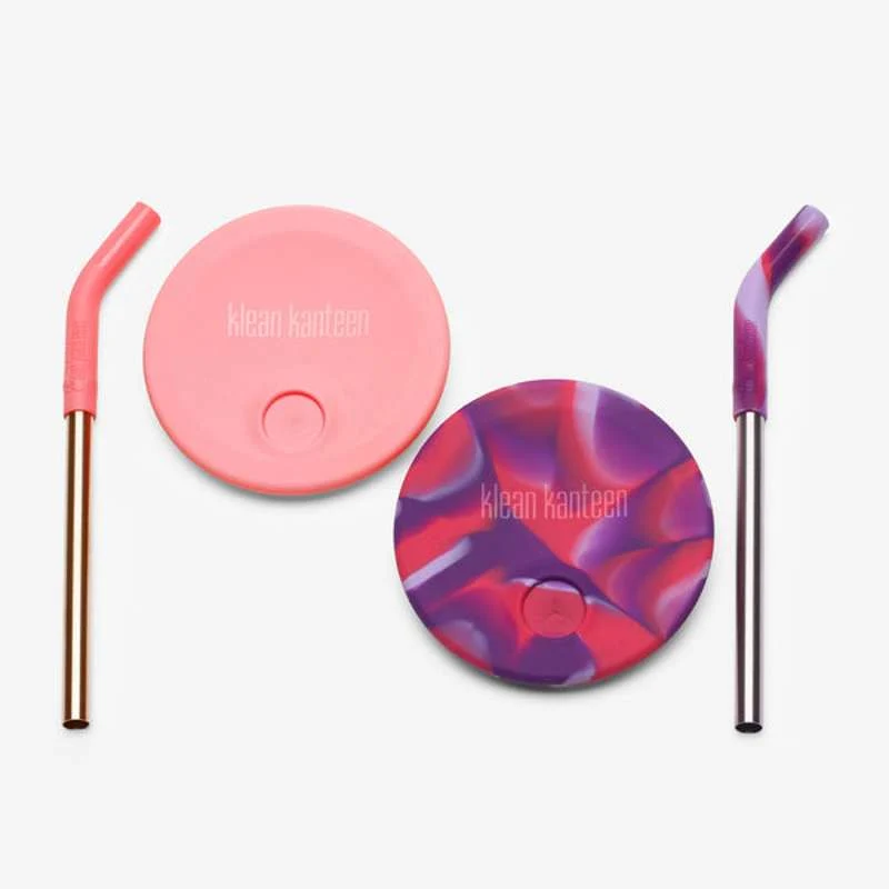 Klean Kanteen Kid Cup Straw Set for 296ml Cup - 2-Pack - Pink/Tie Dye