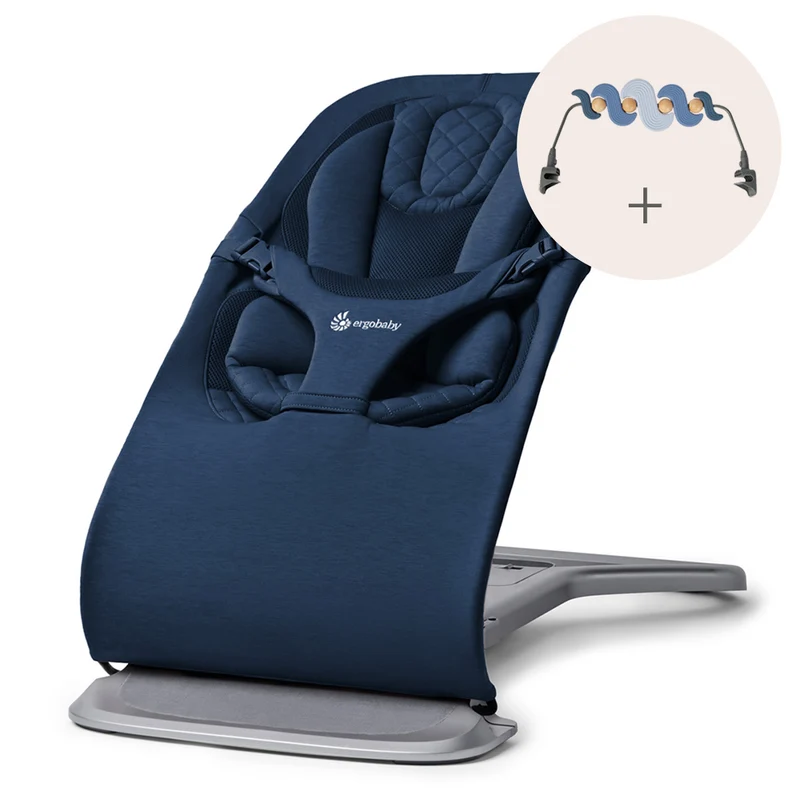 Ergobaby Evolve 3-i-1 babysitter Mörkblå med lekbåge, Serene Swells (spara 599 kr)