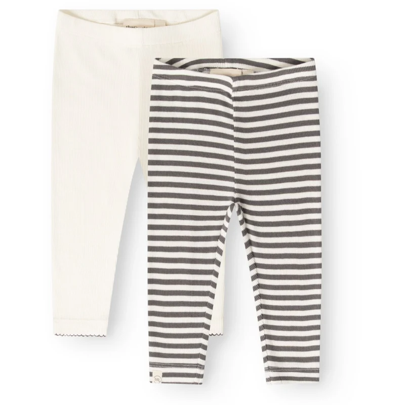 That's Mine Dark Grey Stripe Jia Leggings 2-Pakning
