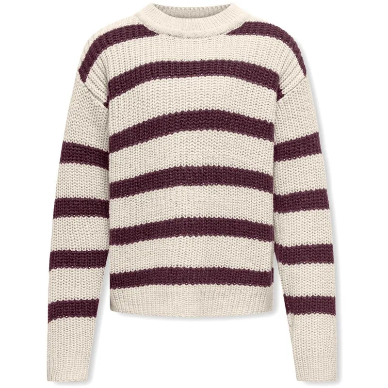 kids ONLY Eggnog Fig Kogjusty L/S Stripe Pullover Knt Noos