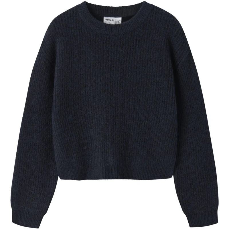 Name It Dark Sapphire Nkfholly Ls Boxy Kort Strikk Noos