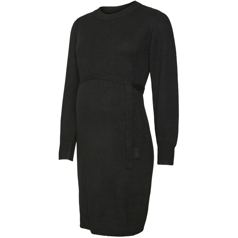 Mama;licious Black Mlnewanne L/S Abk Strikk Kjole A. Noos