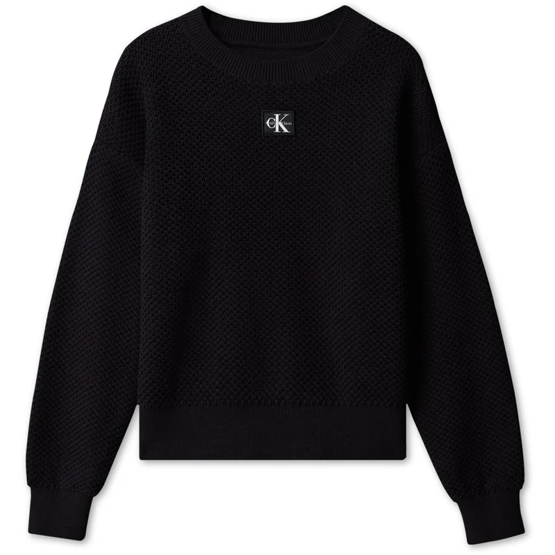Calvin Klein Pvh Black-Black Monologo Badge Cn Sweater