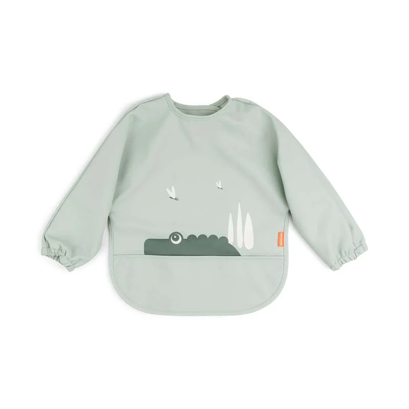 Done By Deer Bib with Sleeves and Pocket - Croco (Green)