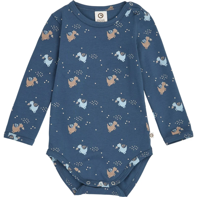 Müsli Navy/ Soft Blue/ Walnut Storybook L/S Body