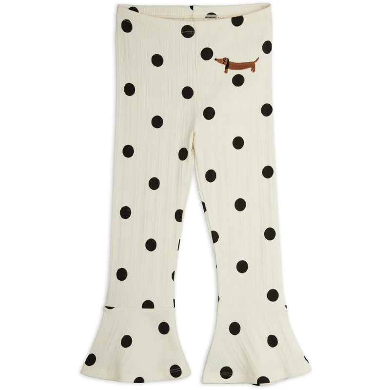Mini Rodini Off-White Dots AOP Dog Flared Trousers