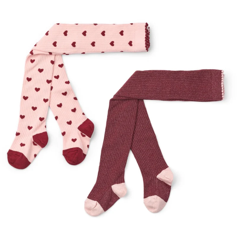Flöss Cranberry-Pink Glitter 2-Pack Vera Strømpebukser 2-Pakning